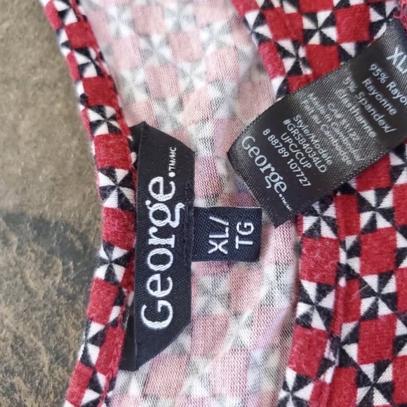 George Swingy Patterned Brick Red Dress fits Sz L 37/38 bust - Picture 3 of 5